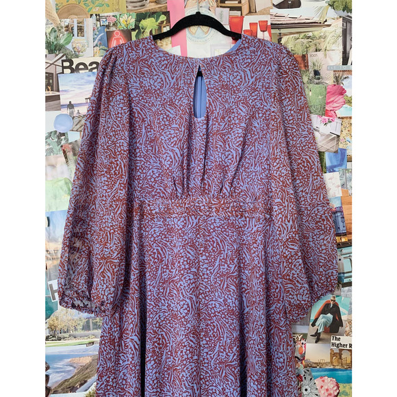 Blue and Red hush Keyhole Puff Sleeve Maxi Dress UK 14/US L - Picture 2 of 9